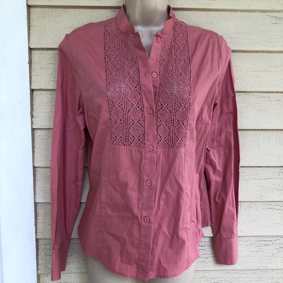 I.E.RELAXED coral crochet front cotton shirt - Picture 1 of 6